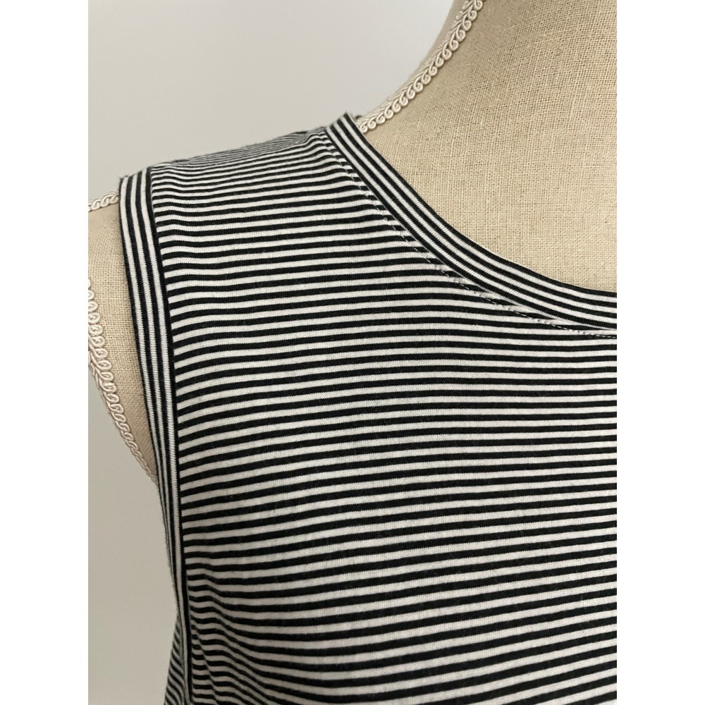 Eileen Fisher Tank Top Women L Black White Striped Organic Cotton Sleeveless - Picture 3 of 7